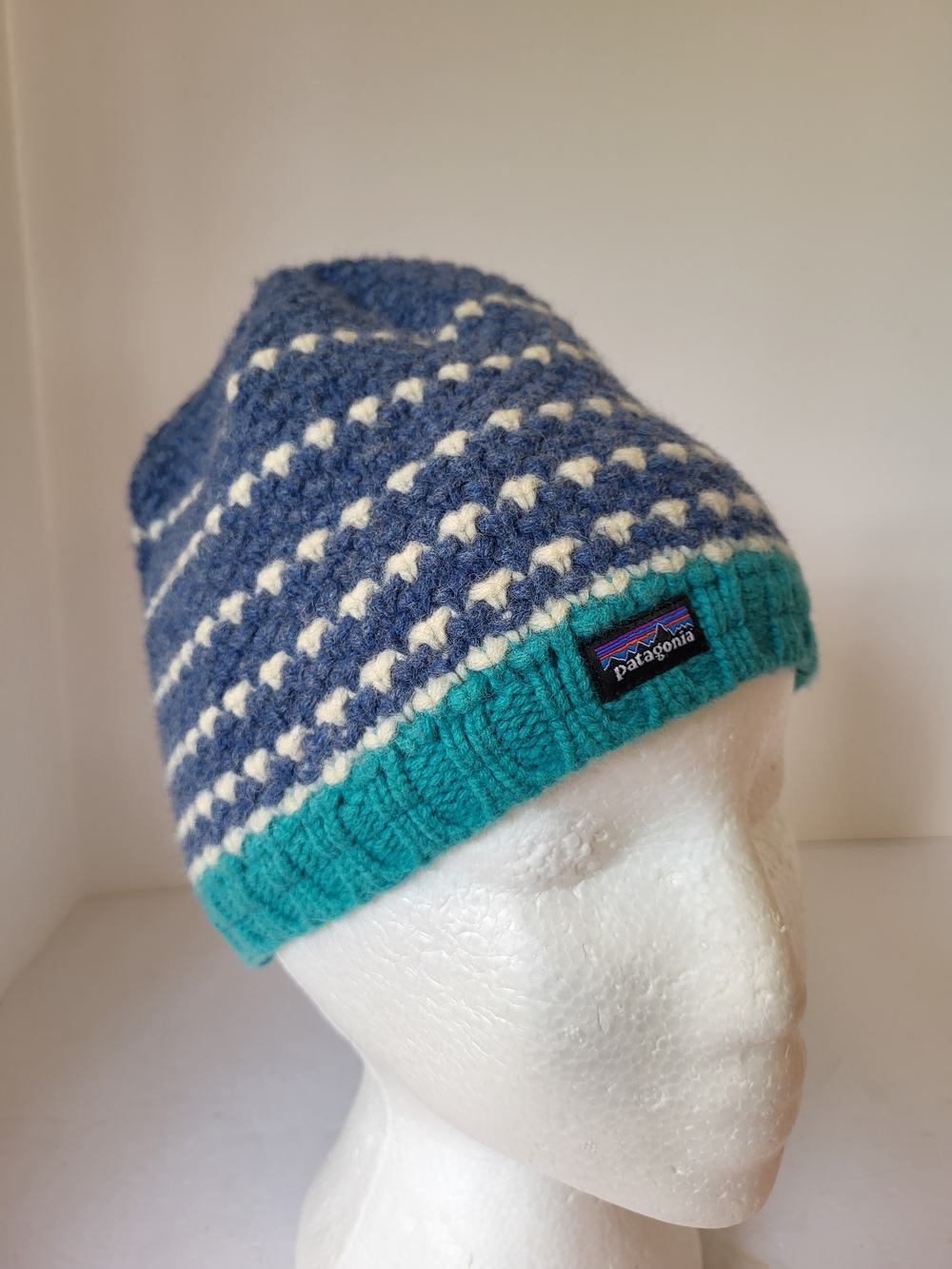 Vintage Patagonia Womens Beatrice Tobago Blue 100% Wool Beanie - Picture 1 of 9